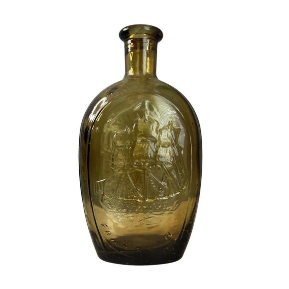 Vintage Franklin TWD Yellow Glass Bottle Lady Liberty American Eagle Collector - Picture 7 of 12